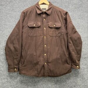 CQR Flannel Shirt Jacket Men's Size M Brown Sherpa Lined Button Up Workwear Warm